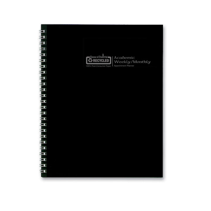 2024-2025 House of Doolittle 7-inch x 9-inch Academic Weekly & Monthly Planner, Leatherette Cover, Black (295532-25)