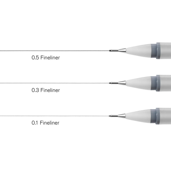 Winsor & Newton Fineliner Fine Point Pen Set, Assorted, Set of 3, Cool Grey