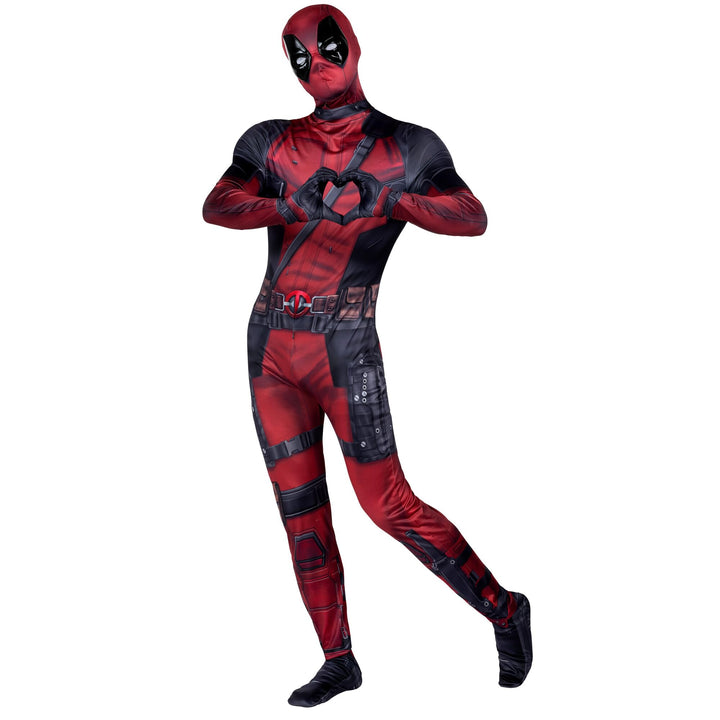 MARVEL Deadpool Official Adult Deluxe Zentai Halloween Costume - Stretch Spandex with Wrist Slits Medium