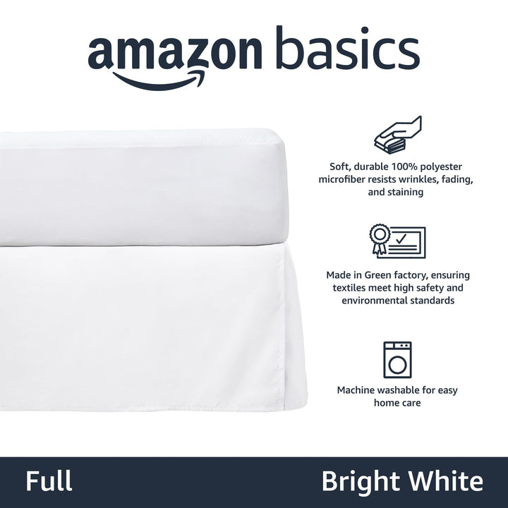 Basics Lightweight Pleated Bed Skirt, Full, Bright White