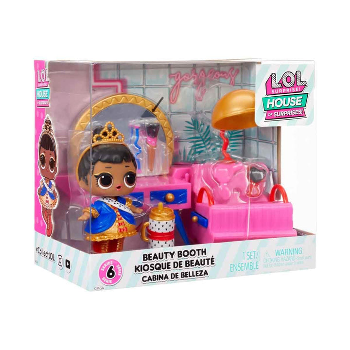 L.O.L. Surprise! OMG House of Surprises Beauty Booth Playset with Her Majesty Collectible Doll and 8 Surprises, Dollhouse Accessories, Holiday Toy, Great Gift for Kids Ages 4 5 6+ Years & Collectors