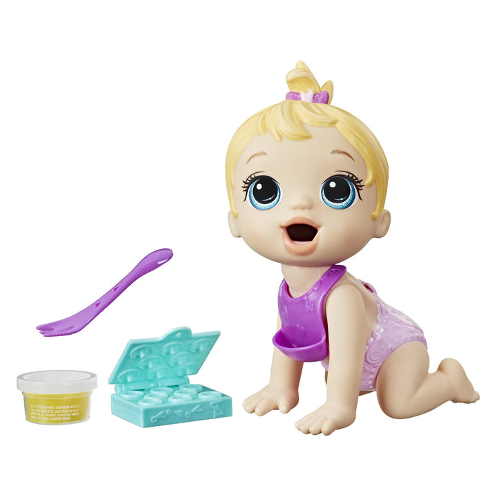 Baby Alive Lil Snacks Doll, Eats and Poops, Snack-Themed 8-Inch Baby Doll, Snack Box Mold, Toy for Kids Ages 3 and Up, Blonde Hair