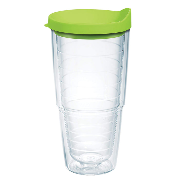 Tervis Clear & Colorful Lidded Made in USA Double Walled Insulated Tumbler Travel Cup Keeps Drinks Cold & Hot, 24oz, Lime Green Lid