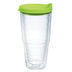 Tervis Clear & Colorful Lidded Made in USA Double Walled Insulated Tumbler Travel Cup Keeps Drinks Cold & Hot, 24oz, Lime Green Lid