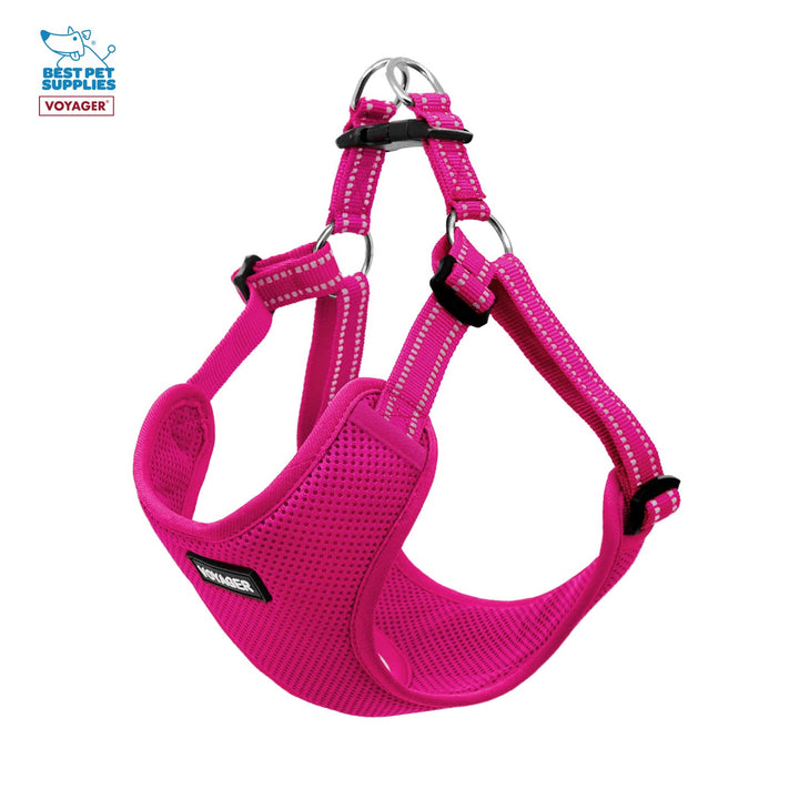 Best Pet Supplies Voyager Adjustable Dog Harness Leash Set with Reflective Stripes for Walking Heavy-Duty Full Body No Pull Vest with Leash D-Ring, Breathable All-Weather - Harness (Fuchsia), S Harness Leash Set (Fuchsia) S (Chest: 15 - 18")