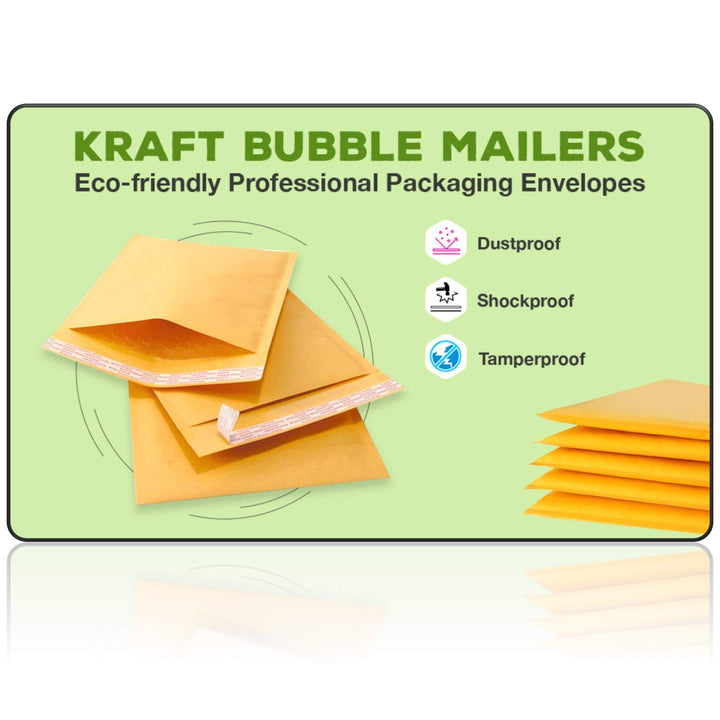 #4 Kraft Bubble Mailers 9.5X14.5 Inches Shipping Padded Envelopes Self Seal Waterproof Cushioned Mailer 10 Pack,KBMVR_9.5X14.5-10 Gold #4 9.5X14.5