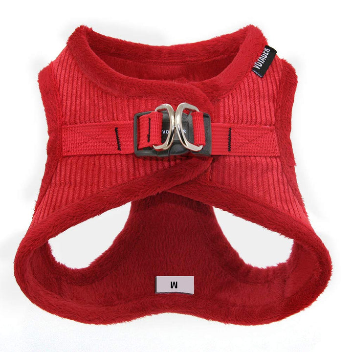 Voyager Step-In Plush Dog Harness  Soft Plush, Step In Vest Harness for Small and Medium Dogs by Best Pet Supplies - Harness (Red Corduroy), M (Chest: 16 - 18")