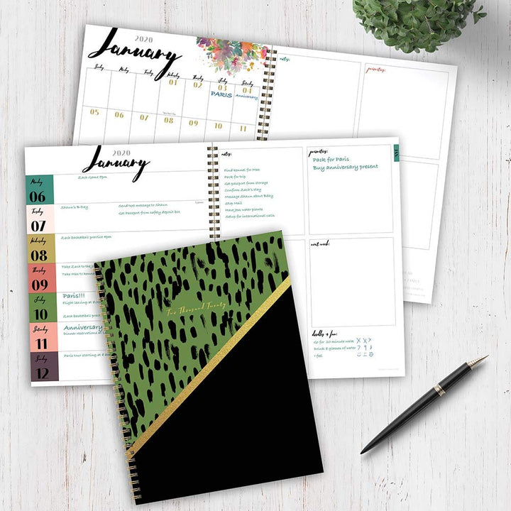 2020 Green & Gold Large Weekly Monthly Planner