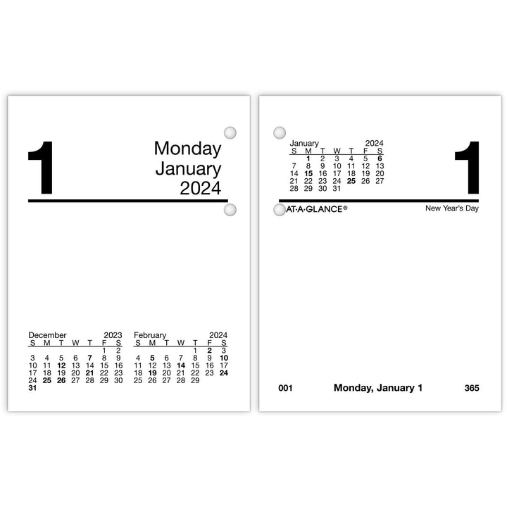 AT-A-GLANCE 2024 Daily Desk Calendar Refill, 3" x 3-3/4", Mini, Loose-Leaf (E9195024) 2024 Old Edition Refill A