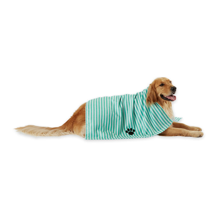 Bone Dry Pet Grooming Towel Collection Absorbent Microfiber X-Large, 41x23.5", Striped Aqua