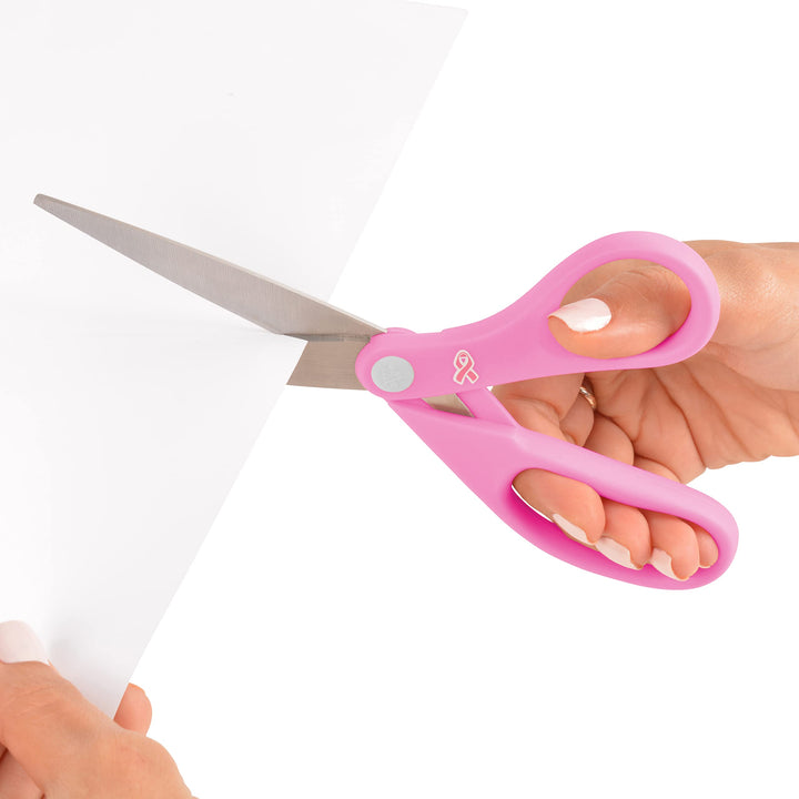 Westcott 15387 8-Inch Pink Ribbon Stainless Steel Scissors For Office and Home