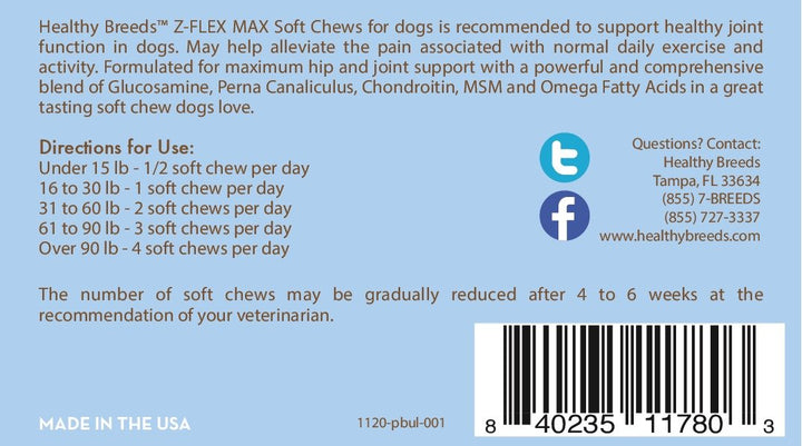 Healthy Breeds Pit Bull Z-Flex Max Hip and Joint Soft Chews 50 Count