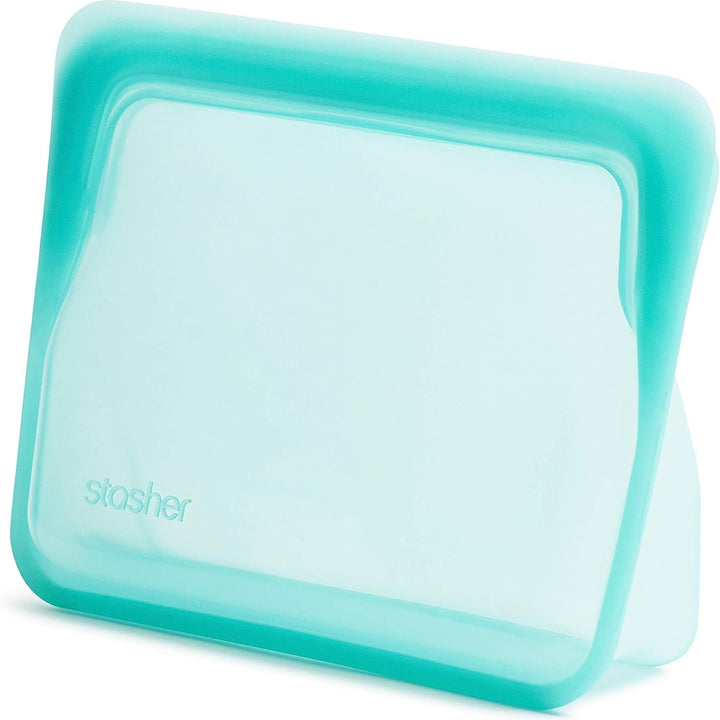 Stasher Platinum Silicone Food Grade Reusable Storage Bag, Aqua (Stand-Up Mini) | Reduce Single-Use Plastic | Cook, Store, Sous Vide, or Freeze | Leakproof, Dishwasher-Safe, Eco-friendly | 28 Oz