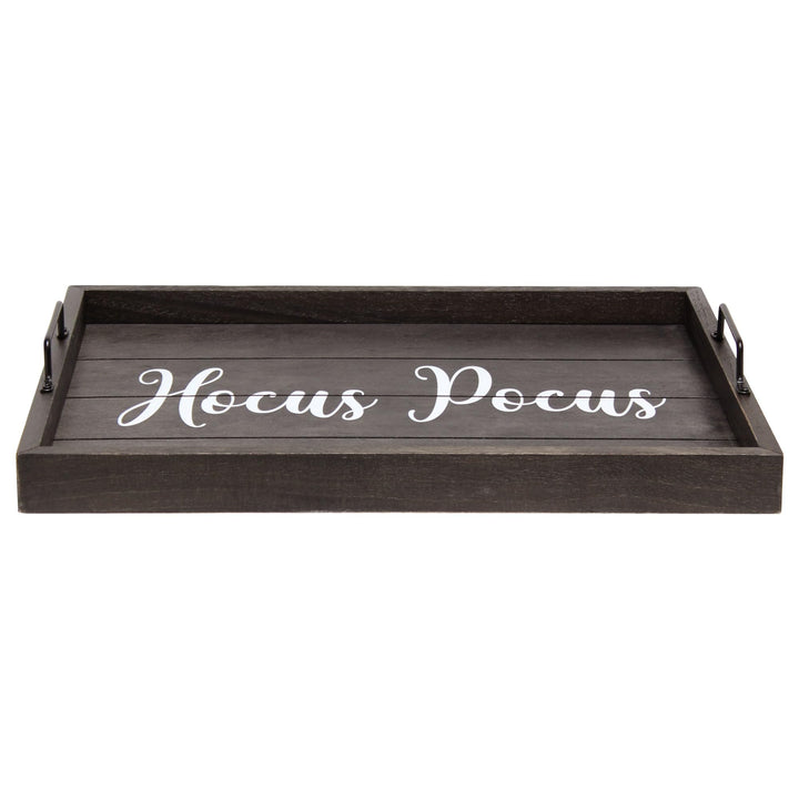 Elegant Designs HG2000-KHP Halloween Witch Decorative Wood Serving Tray w/ Handles, 15.50" x 12", Black Wash Hocus Pocus Black Wash "Hocus Pocus" 1