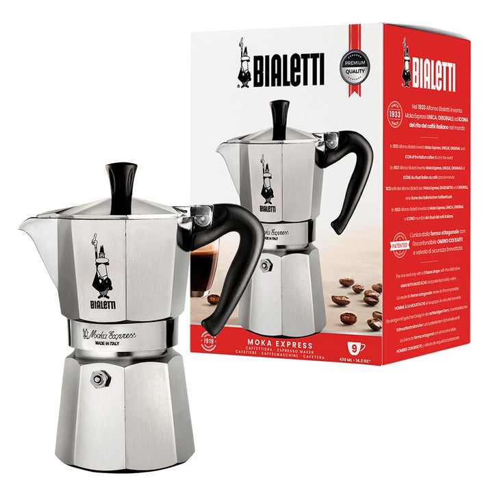 Bialetti - Moka Express: Iconic Stovetop Espresso Maker, Makes Real Italian Coffee, Moka Pot 3 Cups (4.3 Oz - 130 Ml), Aluminium, Silver 3-Cup