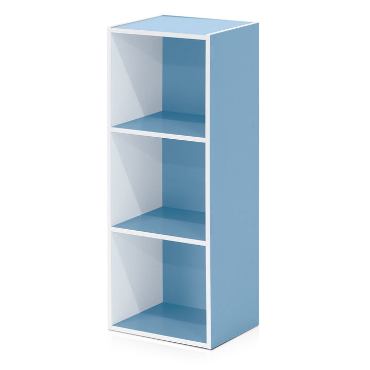 Furinno Pasir 3-Tier Open Shelf Bookcase, White/Green 11003WH/GR 3-Tier Cube