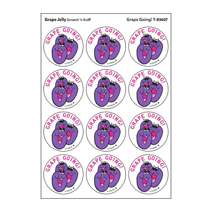 Grape Going!/Grape Jelly Scent Retro Stinky Stickers by Trend; 24/Pack - Authentic 1980s Designs!