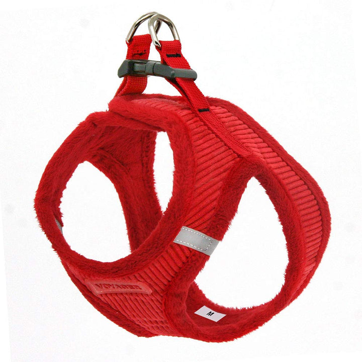 Voyager Step-In Plush Dog Harness  Soft Plush, Step In Vest Harness for Small and Medium Dogs by Best Pet Supplies - Harness (Red Corduroy), M (Chest: 16 - 18")