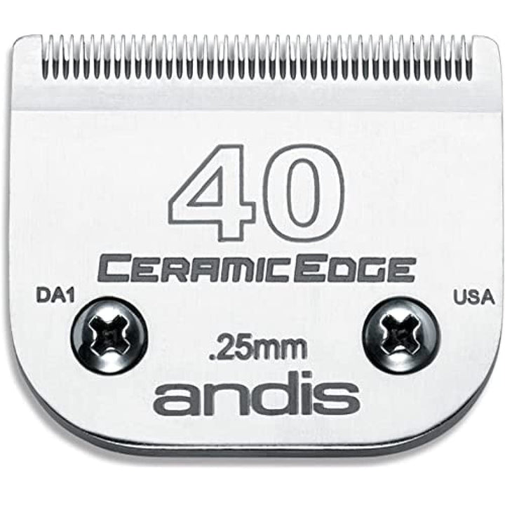 Andis  64265, Ceramic Edge Detachable Pet Clipper Blade  Comprised of Carbon-Infused Steel, Exclusive Hardening Process - for AGC, BG, DBLC, FHC & BDC Series - 1/100" (0.25mm) Cut Length, Chrome