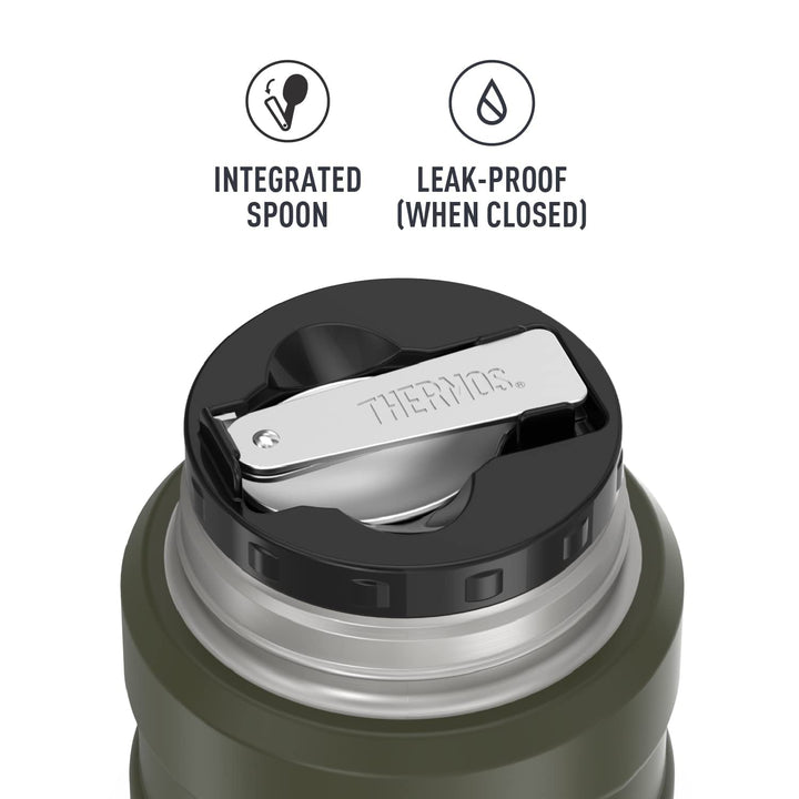 THERMOS Stainless King Vacuum-Insulated Food Jar with Spoon, 16 Ounce, Army Green