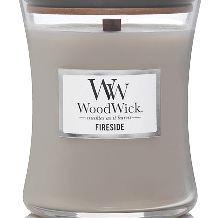 WoodWick Medium Hourglass Candle, Fireside - Premium Soy Blend Wax, Pluswick Innovation Wood Wick, Made in USA WoodWick Medium - Single Pour