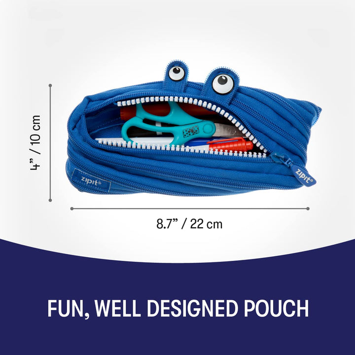 ZIPIT Monster Pencil Case for Boys | Pencil Pouch for School, College and Office | Pencil Bag for Kids (Blue) Royal Blue