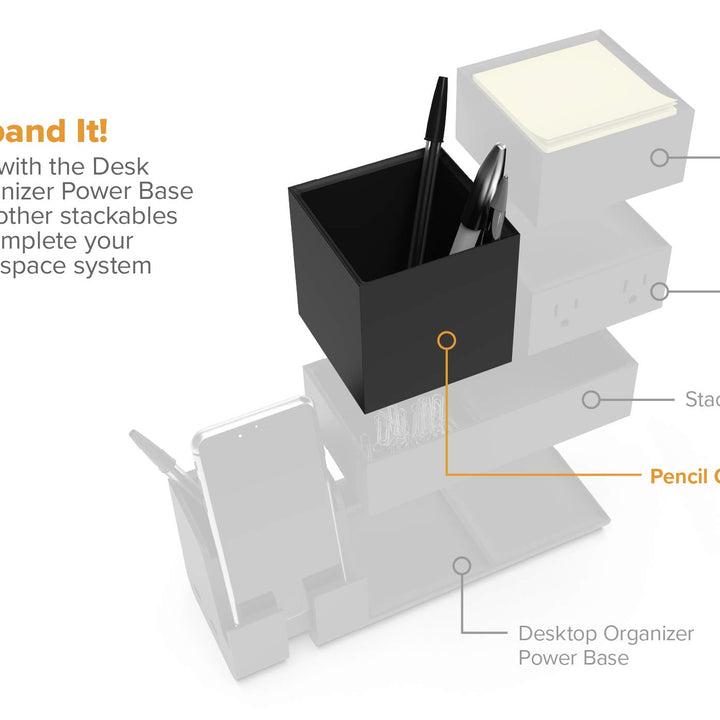 Bostitch Office Konnect Pencil Cup Desk Organizer, Pen Cup, Black