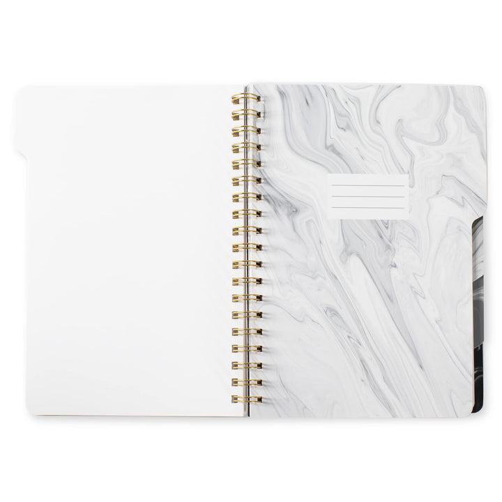 Fringe Studio Large Tab Notebook,Marble Gray, Flexible Paperback Cover, College Ruled, 5 Subject/Die-Cut Dividers, Notebook, 7.25" X 10", 180 Lined Pages (343005), Multicolor Marble Gray