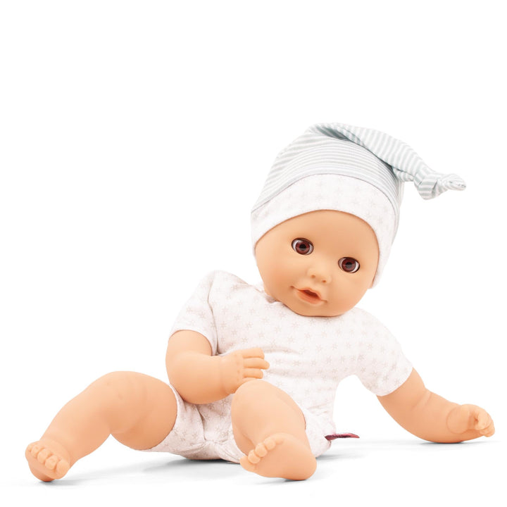 Gotz 2416070 Cosy Aquini to Dress - 13" Tall Bathing Doll Without Hair and Brown Sleeping Eyes.