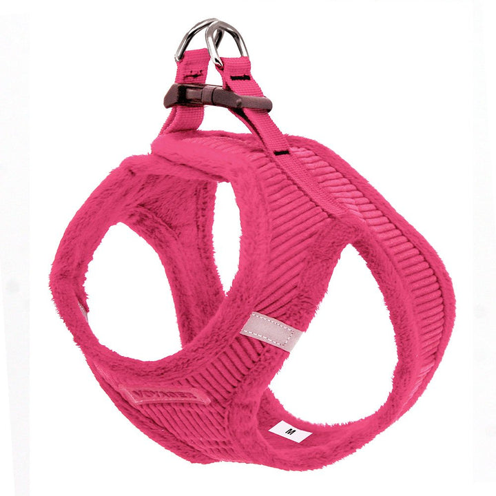 Voyager Step-In Plush Dog Harness  Soft Plush, Step In Vest Harness for Small and Medium Dogs by Best Pet Supplies - 1Fuchsia Corduroy, L (Chest: 18 - 20.5")