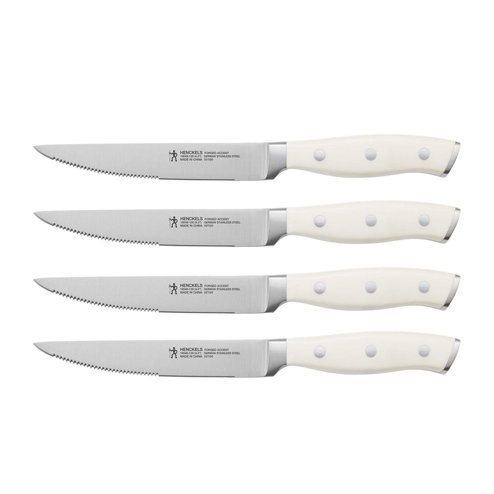 HENCKELS Forged Accent Razor-Sharp Steak Knife Set of 4, White, German Engineered Knife Informed by over 100 Years of Mastery 4-pc