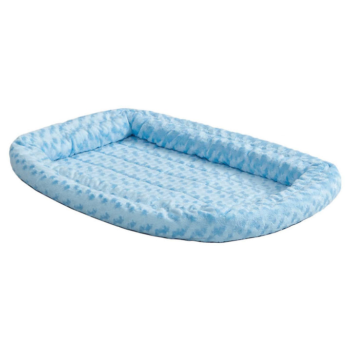 MidWest Homes for Pets Double Bolster Pet Bed | Blue 18-Inch Dog Bed ideal for Toy Dog Breeds & fits 18-Inch Long Dog Crates Powder Blue Plush 17.3"L x 11.3"W x 3.5"Th