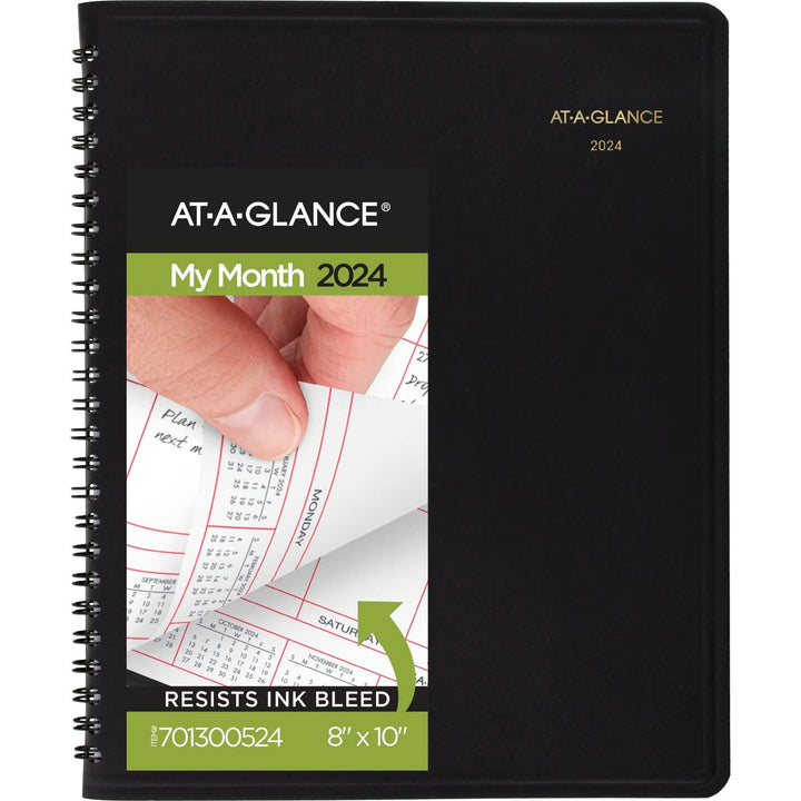 AT-A-GLANCE 2024 Monthly Planner, 8" x 10", Large, Black (701300524) 2024 Old Edition