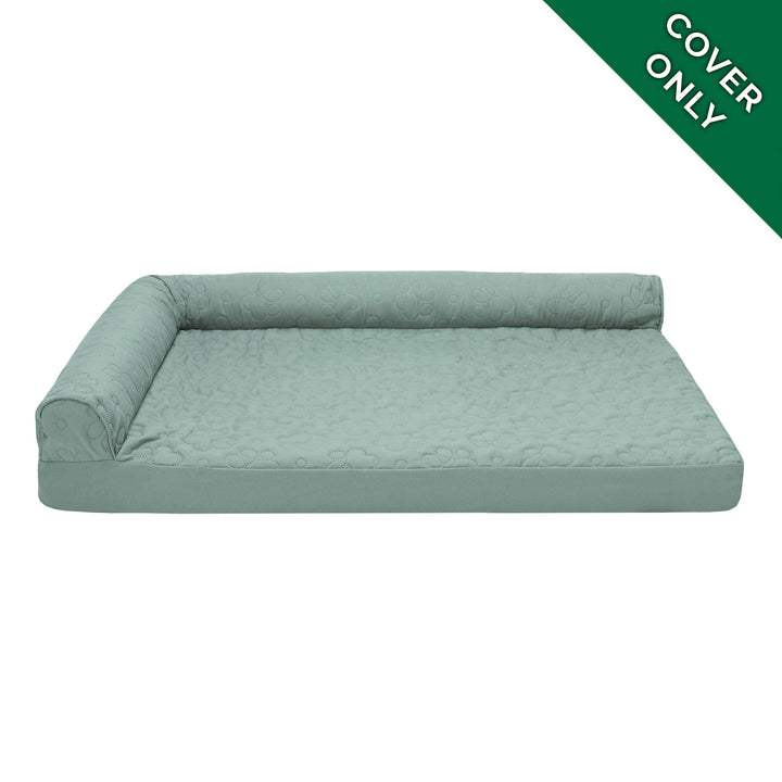 Furhaven Replacement Dog Bed Cover Pinsonic Quilted Paw L Shaped Chaise, Machine Washable - Iceberg Green, Large Cover Only 36.0"L x 27.0"W x 0.3"Th (Quilted Paw) Iceberg Green