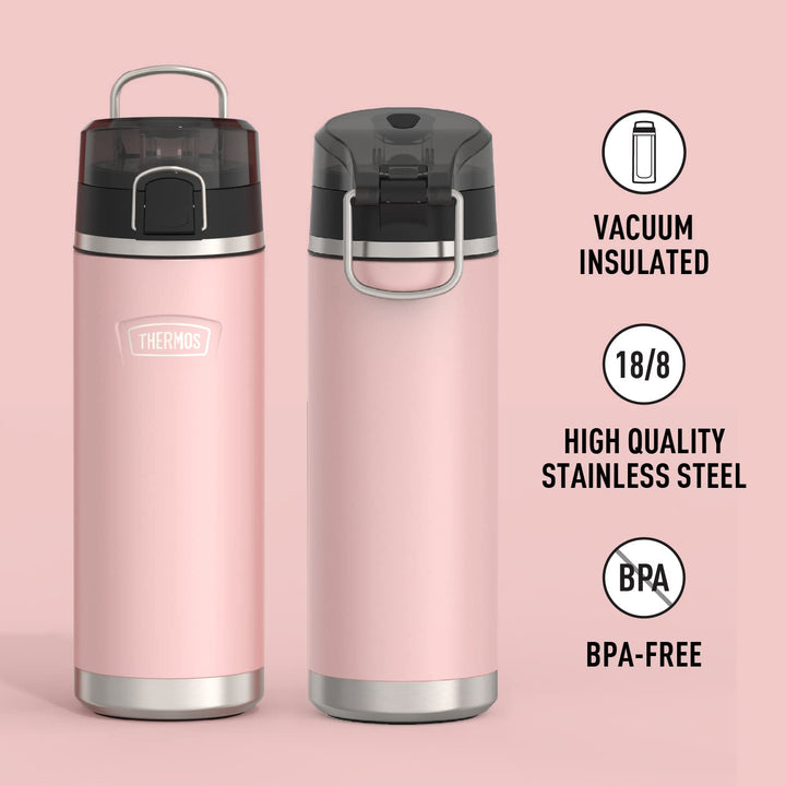 ICON SERIES BY THERMOS Stainless Steel Water Bottle with Spout 24 Ounce, Sunset Pink