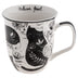 Karma Gifts 16 oz Black and White Boho Mug Cat - Cute Coffee and Tea Mug - Ceramic Coffee Mugs for Women and Men 16 Ounces