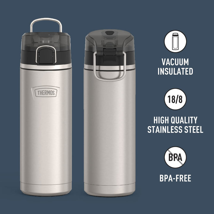 ICON SERIES BY THERMOS Stainless Steel Water Bottle with Spout 24 Ounce, Matte Stainless Steel