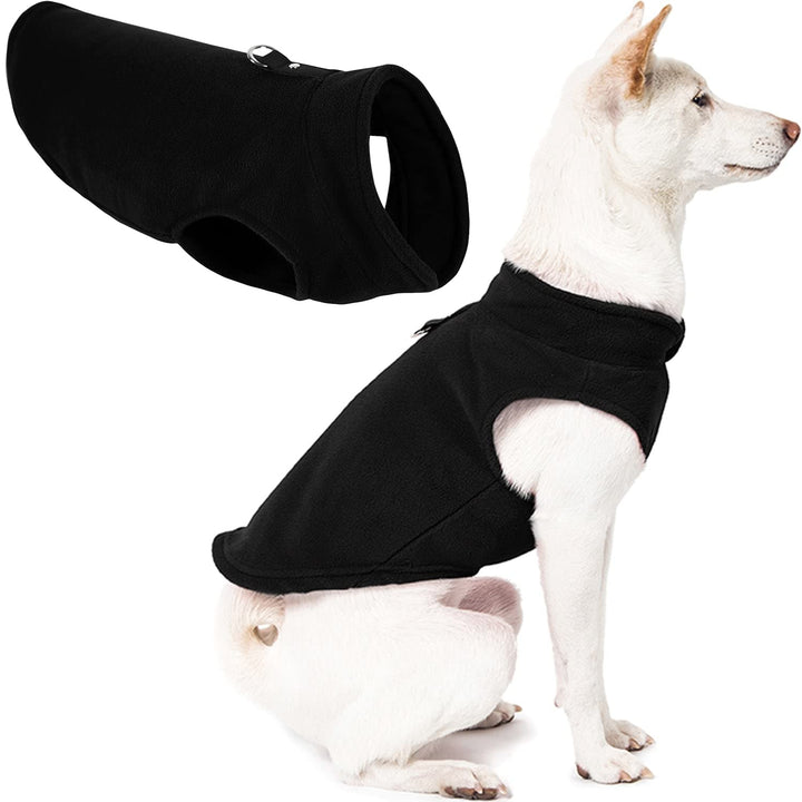 Gooby Fleece Vest Dog Sweater - Black, Large - Warm Pullover Fleece Dog Jacket with O-Ring Leash - Winter Small Dog Sweater Coat - Cold Weather Dog Clothes for Small Dogs Boy or Girl Large (Around 18-lb)
