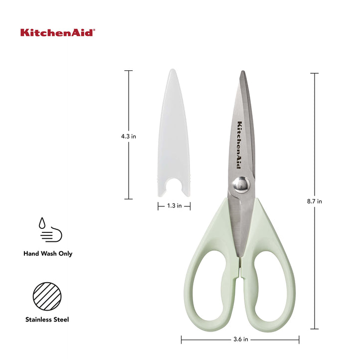 KitchenAid All Purpose Kitchen Shears with Protective Sheath for Everyday use, Dishwasher Safe Stainless Steel Scissors with Comfort Grip, 8.72-Inch, Pistachio