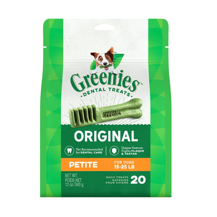 Greenies Original Petite Natural Dental Care Dog Treats, 12 oz. Pack (20 Treats) 12 Ounce (Pack of 1)