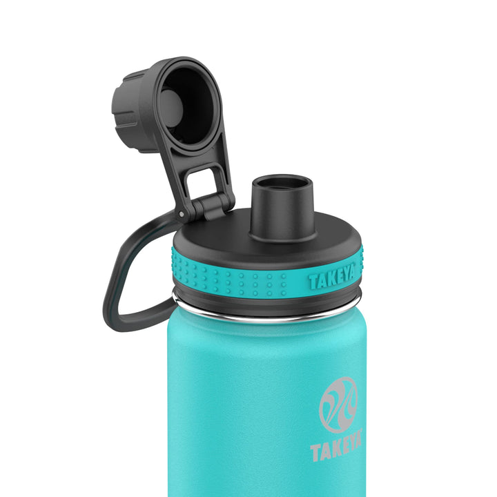 Takeya Originals 18 oz Vacuum Insulated Stainless Steel Water Bottle with Straw Lid, Ocean