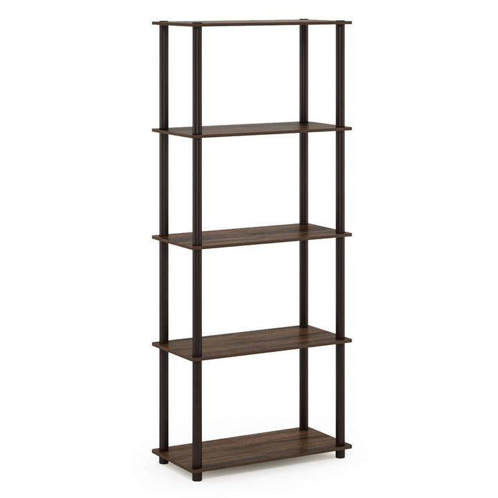 Furinno Turn-N-Tube 5-Tier Multipurpose Shelf / Display Rack / Storage Shelf / Bookshelf, Classic Tubes, Sonoma Oak/White 5-Tier Classic Tube