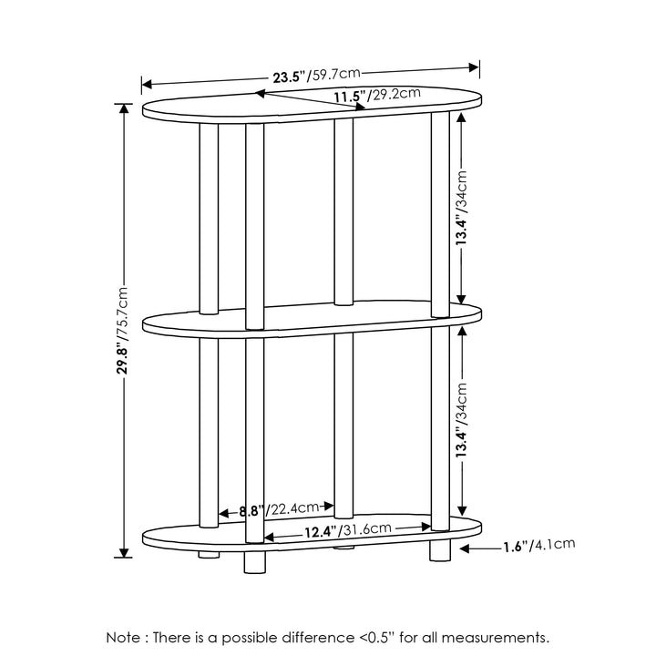 Furinno Turn-N-Tube 5-Tier Multipurpose Shelf / Display Rack / Storage Shelf / Bookshelf, Classic Tubes, Sonoma Oak/White 5-Tier Classic Tube