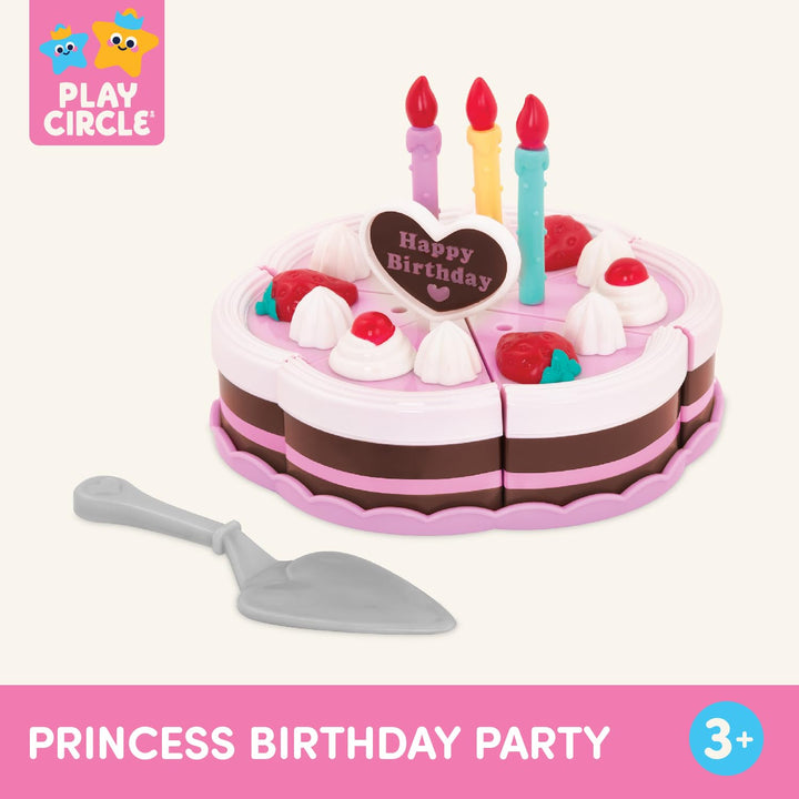 Battat- Play Circle- Birthday Cake – Toy Food – Plates & Candles Accessories- Pretend Play- Princess Birthday Party- 3 years + (24 Pcs) Birthday Party Set (24 Pcs)