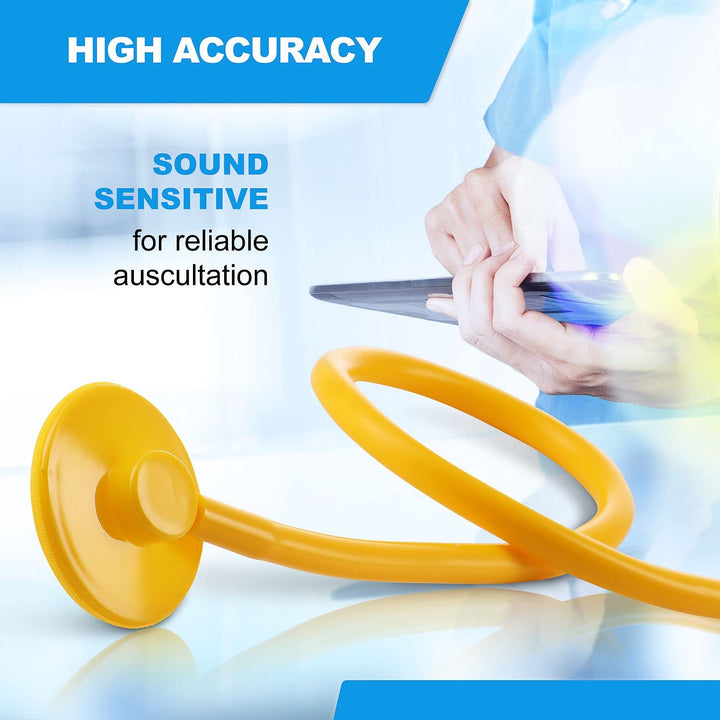 PrimaCare DS-9294 Disposable Stethoscope with Sound Sensitive Chestpiece and 22" PVC Tubing, Yellow, Pack of 10