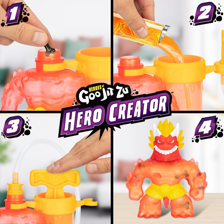 Heroes of Goo Jit Zu Hero Creator Blazagon with 3 Unique goo fillings, Mix, Fill & Create Your own Stretchy Action Figure, Play Again and Again