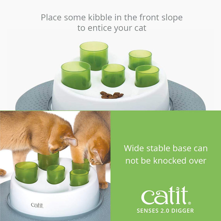 Catit Senses 2.0 Digger Interactive Slow Feeder - Turn Mealtime into Play Time 1 Green,White