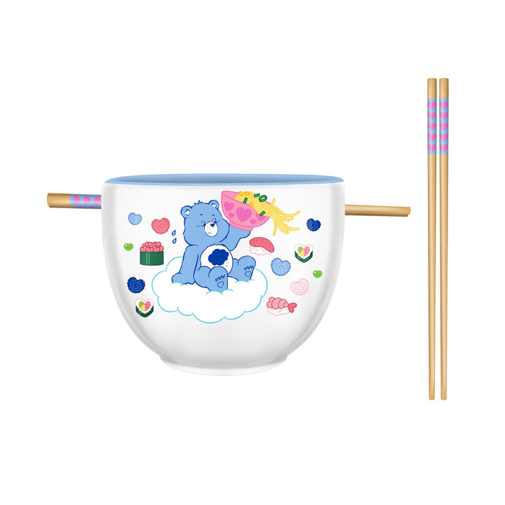 Silver Buffalo Care Bears Care Bears Ramen Scatter Ceramic Ramen Bowl with Chopsticks, 20 Ounces Modren