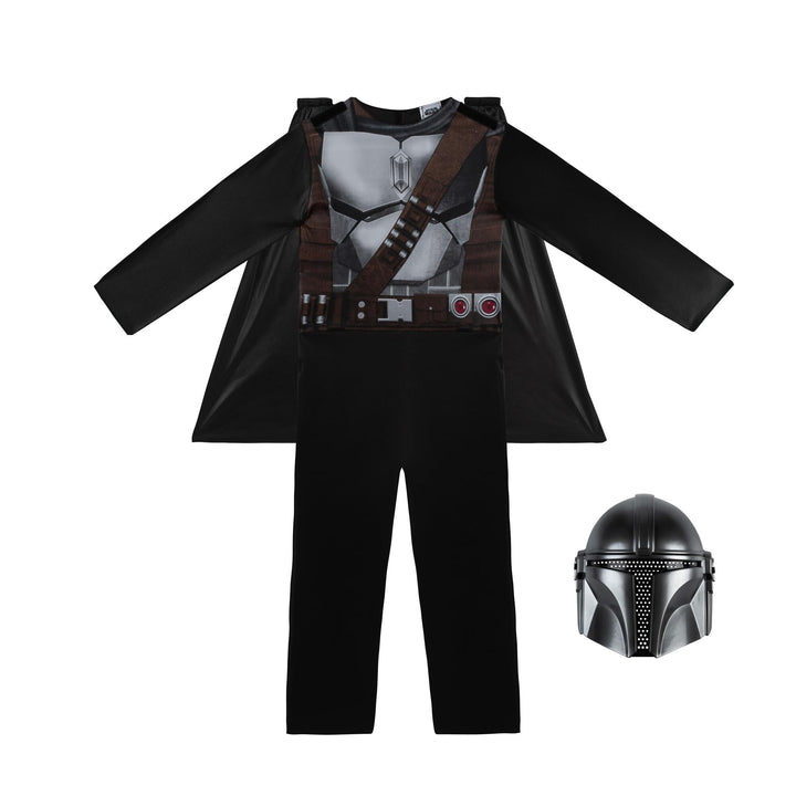 STAR WARS The Mandalorian Official Youth Halloween Costume - Printed Jumpsuit with Plastic Mask Medium