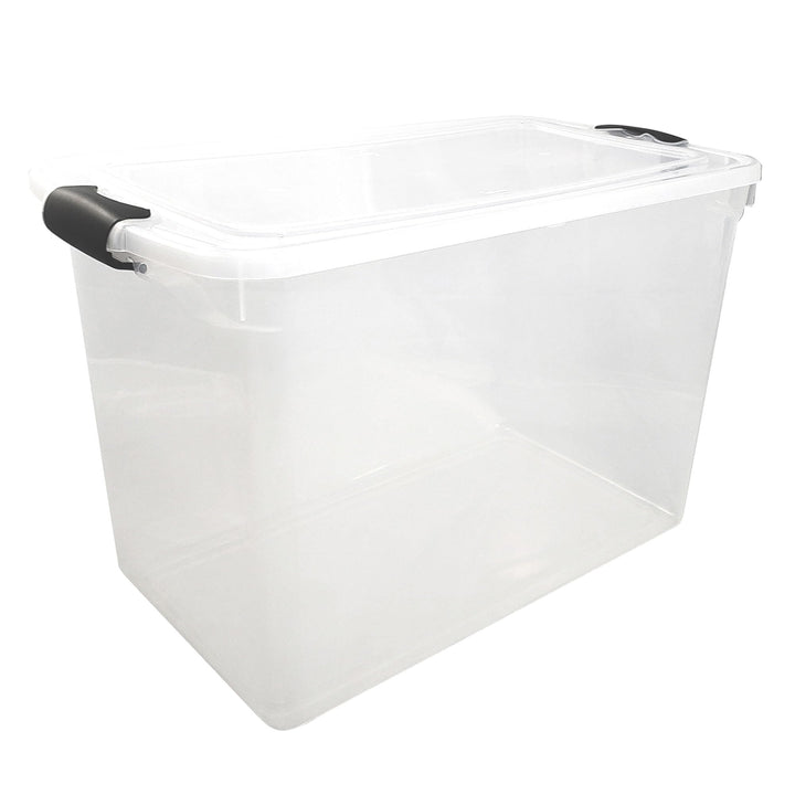 HOMZ 2 Pack Large Clear Plastic Storage Bins with Latching Lids, 112 Quart, Gray 112 QT (2 Pack)